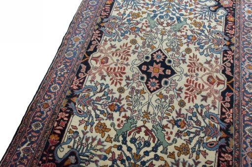 Backside of handmade 2000s Bijar rug showing knot structure and weave density