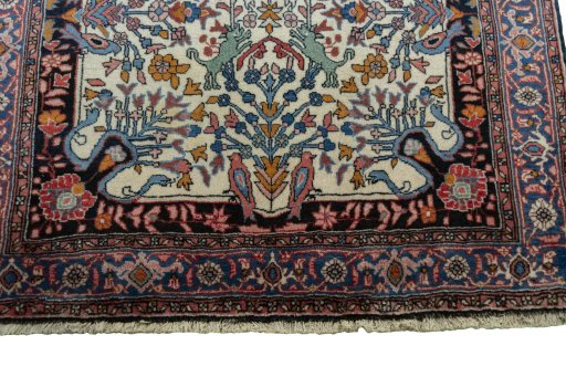 Close-up detail of 2000s Bijar rug from Iran / Persia showing Wool weave
