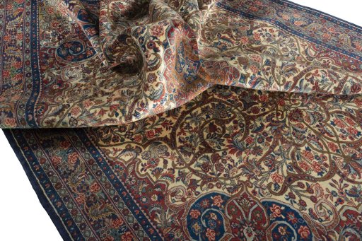 Surface texture of 1970s Bijar rug with natural Wool and intricate pattern