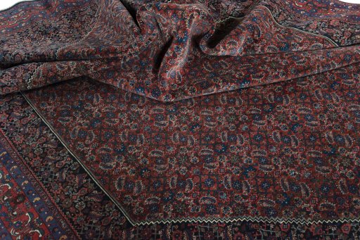 Close-up detail of 1930s Bijar rug from Iran / Persia showing Wool weave