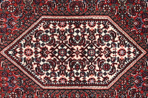 Close-up detail of New Bijar rug from Iran / Persia showing Wool weave