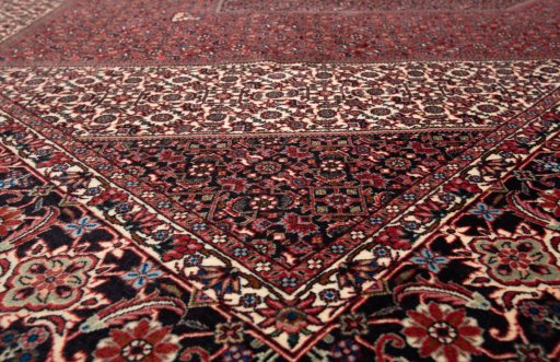 Close-up detail of New Bijar rug from Iran / Persia showing Wool weave