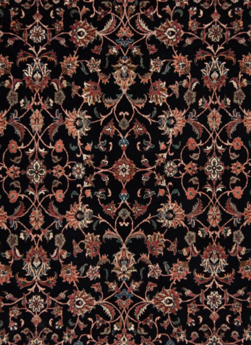 Corner detail of New Bijar rug showing border pattern and Wool pile