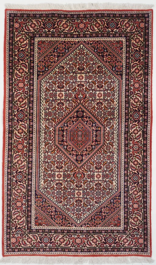 Full view of New Bijar rug from Iran / Persia, 178 × 105 cm in Multi Color tones
