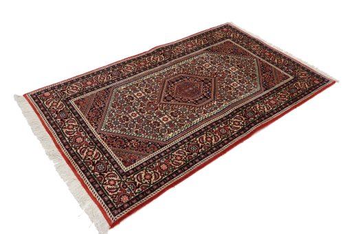 Corner detail of New Bijar rug showing border pattern and Wool pile