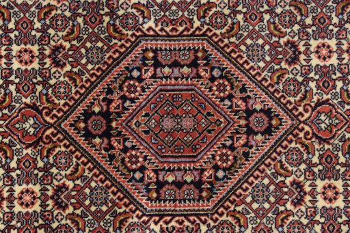Close-up detail of New Bijar rug from Iran / Persia showing Wool weave