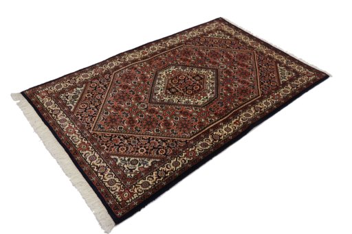 Corner detail of New Bijar rug showing border pattern and Wool pile
