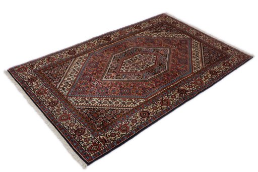Corner detail of New Bijar rug showing border pattern and Wool pile
