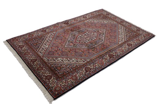 Close-up detail of New Bijar rug from Iran / Persia showing Wool weave