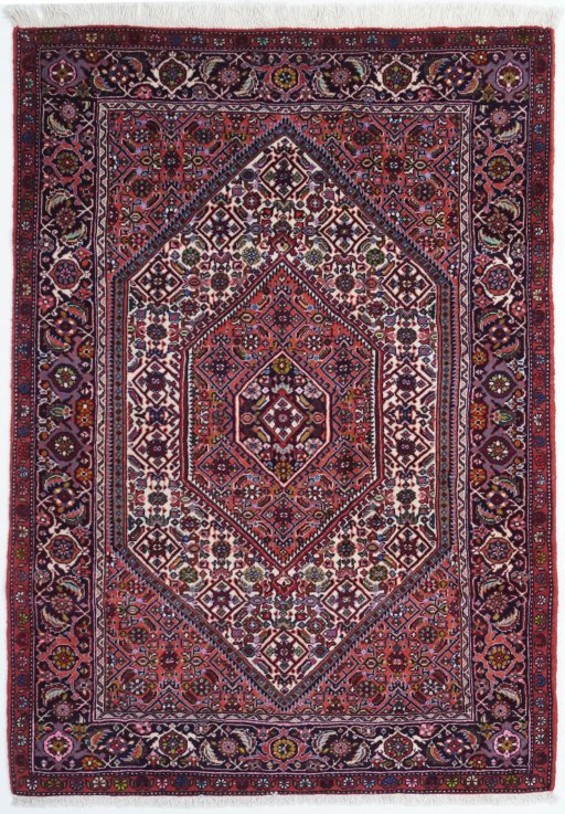 Full view of New Bijar rug from Iran / Persia, 150 × 105 cm in Multi Color tones