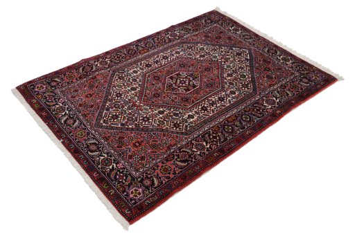 Corner detail of New Bijar rug showing border pattern and Wool pile
