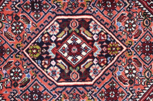 Close-up detail of New Bijar rug from Iran / Persia showing Wool weave