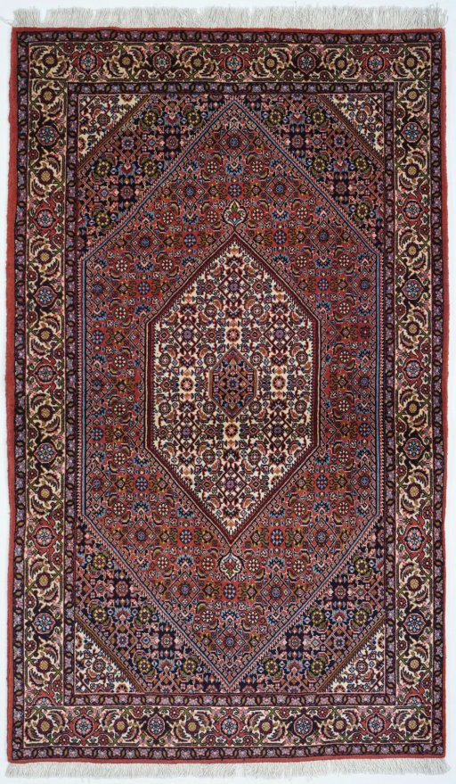 Full view of New Bijar rug from Iran / Persia, 172 × 110 cm in Multi Color tones