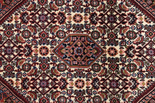 Close-up detail of New Bijar rug from Iran / Persia showing Wool weave