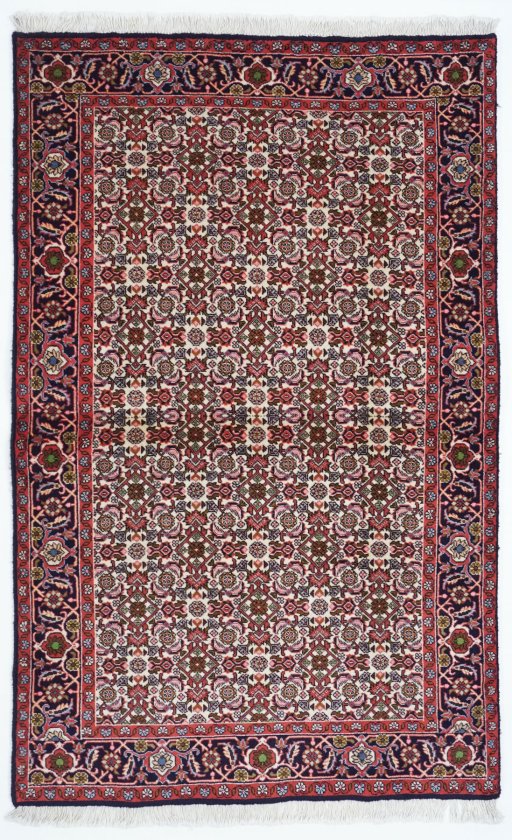 Full view of New Bijar rug from Iran / Persia, 172 × 110 cm in Multi Color tones