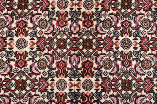 Close-up detail of New Bijar rug from Iran / Persia showing Wool weave