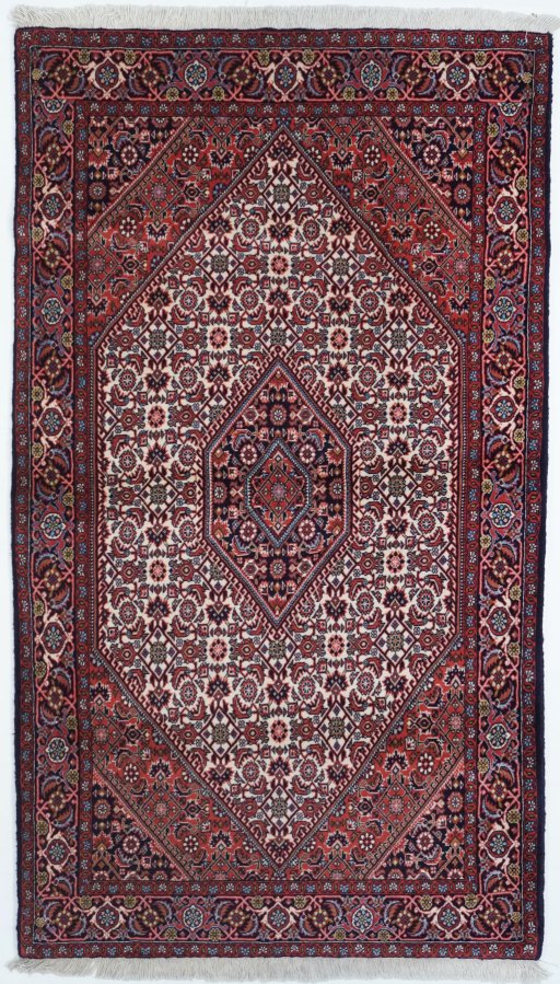 Full view of New Bijar rug from Iran / Persia, 190 × 110 cm in Multi Color tones