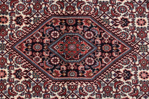 Close-up detail of New Bijar rug from Iran / Persia showing Wool weave