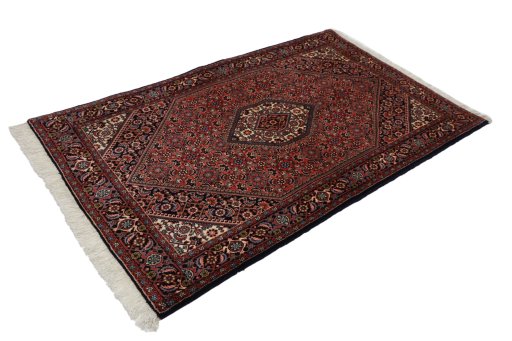 Corner detail of New Bijar rug showing border pattern and Wool pile