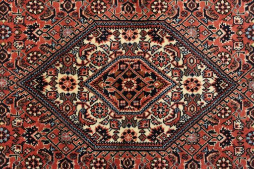 Close-up detail of New Bijar rug from Iran / Persia showing Wool weave