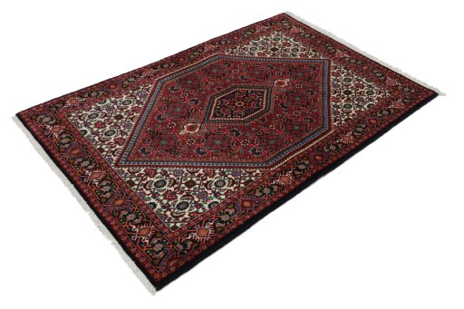 Corner detail of New Bijar rug showing border pattern and Wool pile