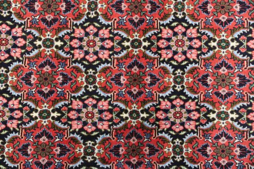 Close-up detail of New Bijar rug from Iran / Persia showing Wool weave