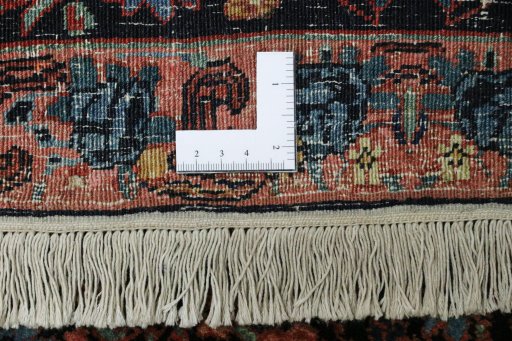 Close-up detail of 1920s Bijar rug from Iran / Persia showing Wool weave