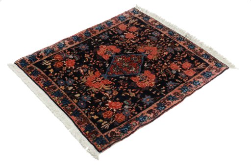 Corner detail of 1920s Bijar rug showing border pattern and Wool pile