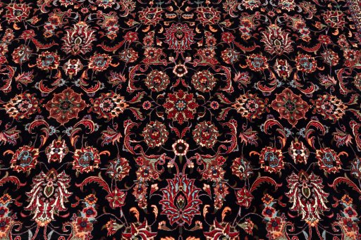 Corner detail of 2020s Bijar rug showing border pattern and Wool pile