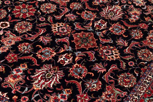 Backside of handmade 2020s Bijar rug showing knot structure and weave density