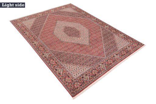 Corner detail of New Bijar rug showing border pattern and Wool pile