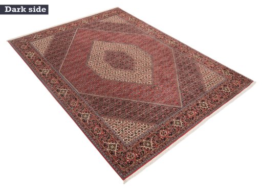 Close-up detail of New Bijar rug from Iran / Persia showing Wool weave
