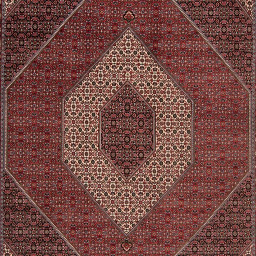 Surface texture of New Bijar rug with natural Wool and intricate pattern