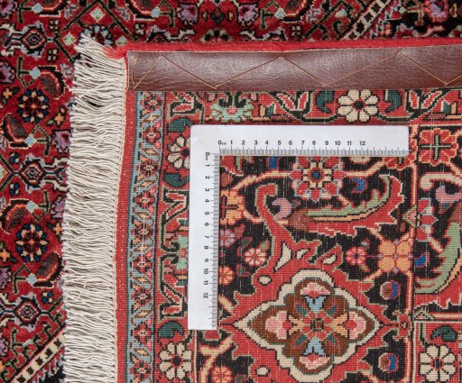 Close-up detail of New Bijar rug from Iran / Persia showing Wool weave