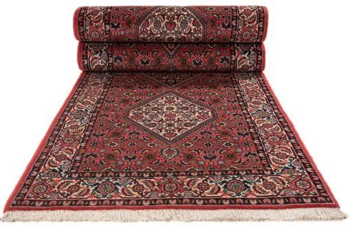 Close-up detail of New Bijar rug from Iran / Persia showing Wool weave