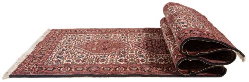 Corner detail of New Bijar rug showing border pattern and Wool pile