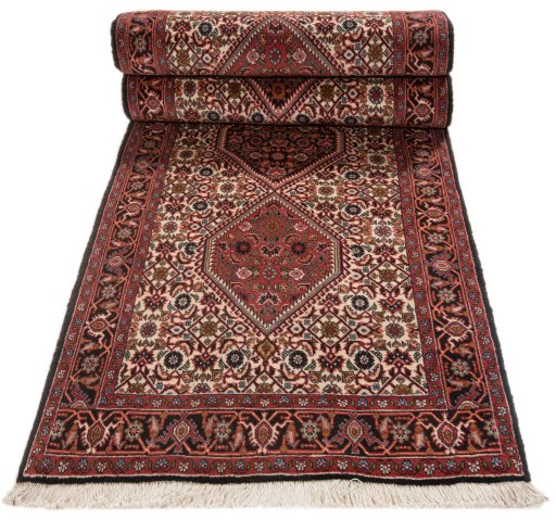 Close-up detail of New Bijar rug from Iran / Persia showing Wool weave