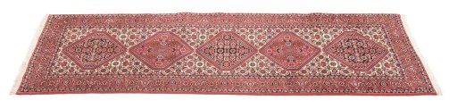 Backside of handmade New Bijar rug showing knot structure and weave density