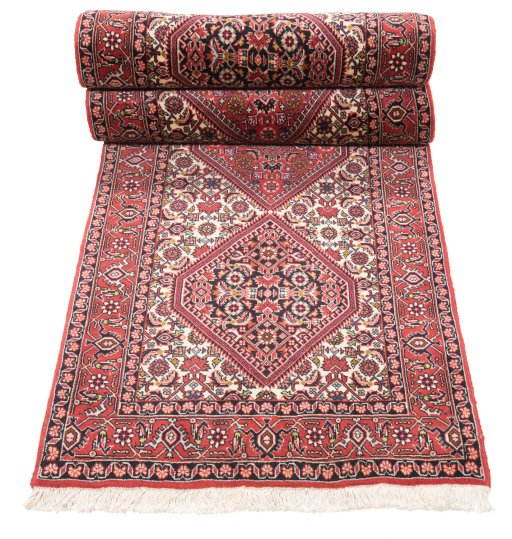 Close-up detail of New Bijar rug from Iran / Persia showing Wool weave