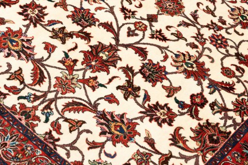 Backside of handmade 2019s Bijar rug showing knot structure and weave density