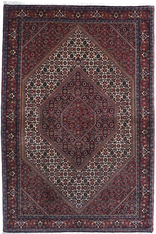 Full view of New Bijar rug from Iran / Persia, 171 × 114 cm in Multi Color tones