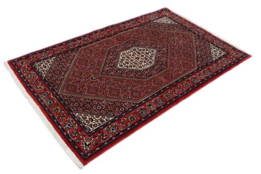 Corner detail of New Bijar rug showing border pattern and Wool pile