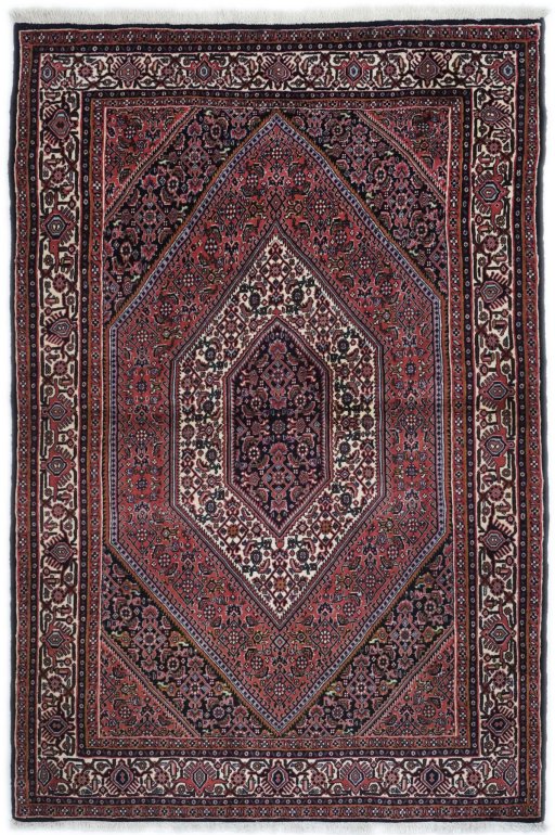 Full view of New Bijar rug from Iran / Persia, 177 × 118 cm in Multi Color tones