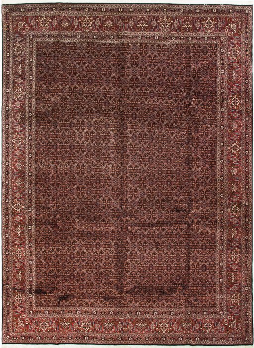 Full view of New Bijar rug from Iran / Persia, 420 × 308 cm in Dark blue tones