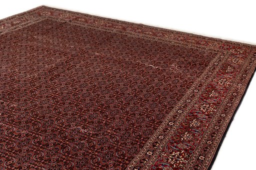 Surface texture of New Bijar rug with natural Wool and intricate pattern