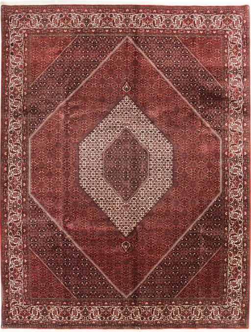 Full view of New Bijar rug from Iran / Persia, 400 × 308 cm in Red tones