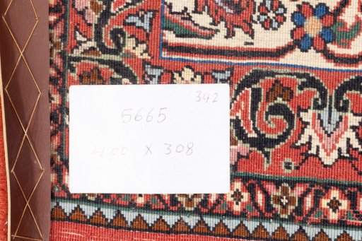 Backside of handmade New Bijar rug showing knot structure and weave density
