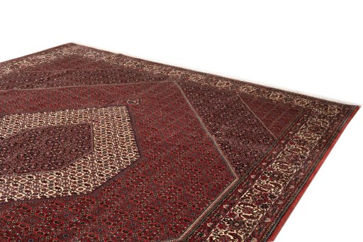 Surface texture of New Bijar rug with natural Wool and intricate pattern