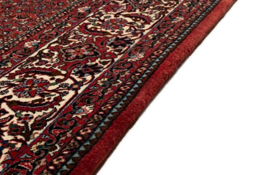 Close-up detail of New Bijar rug from Iran / Persia showing Wool weave