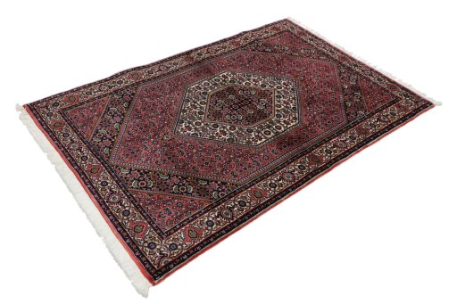 Corner detail of New Bijar rug showing border pattern and Wool pile